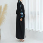 Magnifique robe abaya ouverte en cardigan brodé #24876