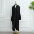 Muslim Women Tailored Collar Open Abaya Dress #251097
