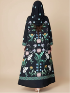 Printed Cardigan Open Abaya Dress With Matching Hijab For Muslim Women #25236