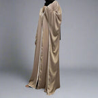 Cardigan en satin à manches chauve-souris, robe ouverte Farasha Abaya pour femmes musulmanes