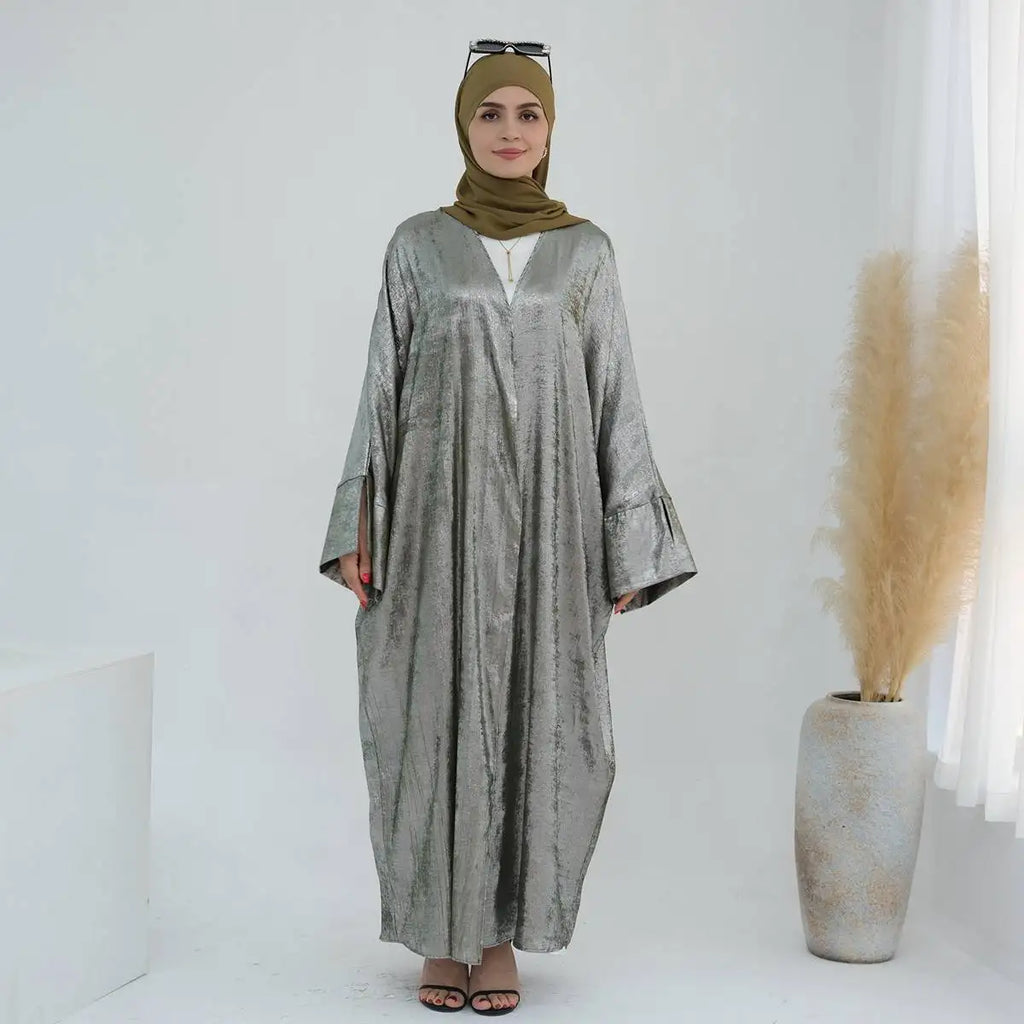 Robe Abaya ouverte en cardigan - Tissu bronzant