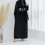 Magnifique robe abaya ouverte en cardigan brodé #24876