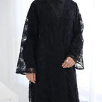 Luxury 3 Pieces Set Hand-stitched 3D Flowers Beads Open Abaya Dress Set With Hijab #251069