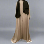Cardigan en satin à manches chauve-souris, robe ouverte Farasha Abaya pour femmes musulmanes