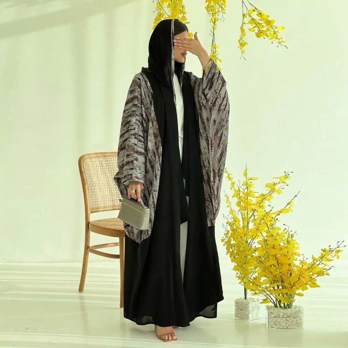 Muslim Women Open Abaya Dress With Matching Hijab #25243