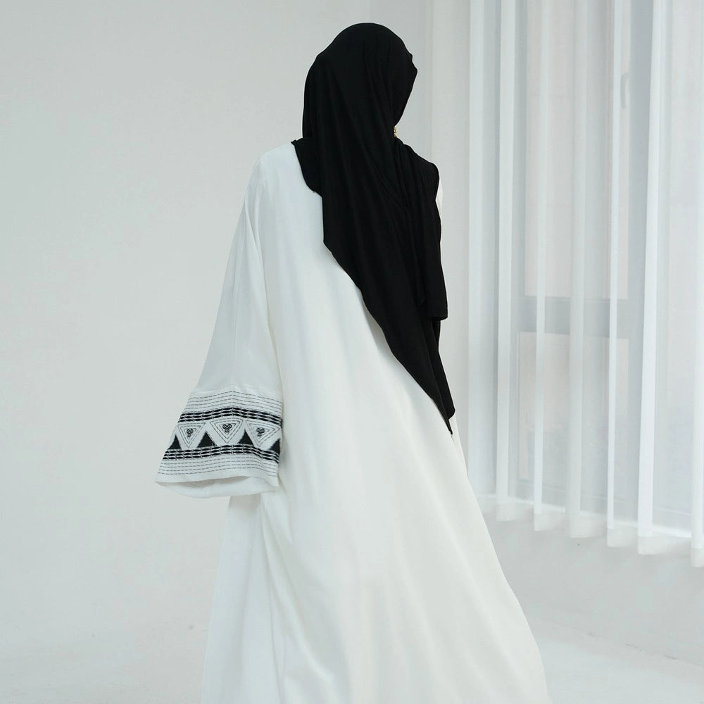 Robe Abaya ouverte avec cardigan brodé #25844