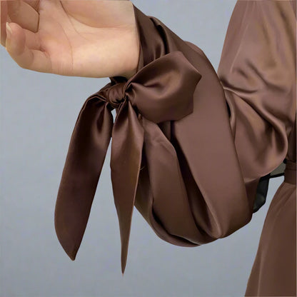 Robe abaya ouverte en satin à manches bouffantes, 10 couleurs au choix, pour femmes arabes