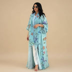 Muslim Women Printed Cardigan Open Abaya Dress With Matching Hijab #25252