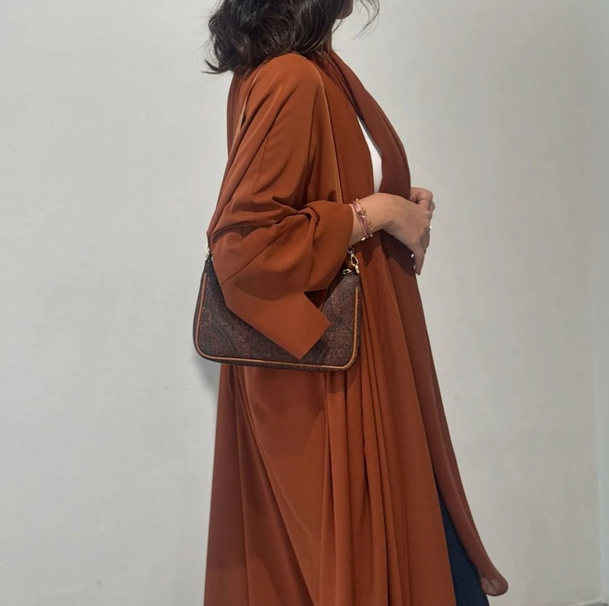 Robe Abaya ouverte en cardigan froissé #25174