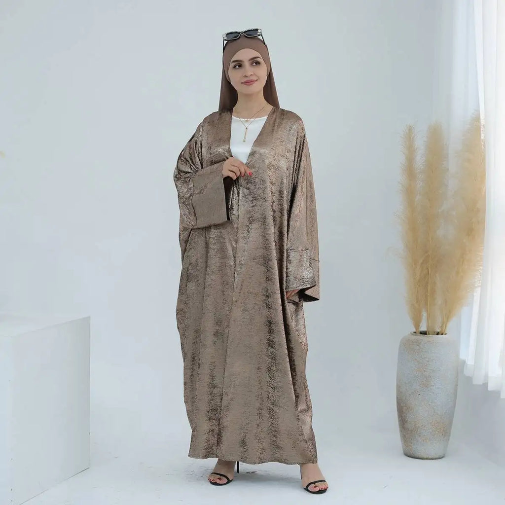 Robe Abaya ouverte en cardigan - Tissu bronzant