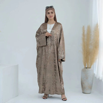 Robe Abaya ouverte en cardigan - Tissu bronzant