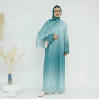 Gradient Glitter Open Abaya Dress With Matching Hijab #25797