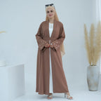 Robe Abaya ouverte brodée Nida Moon pour femmes musulmanes