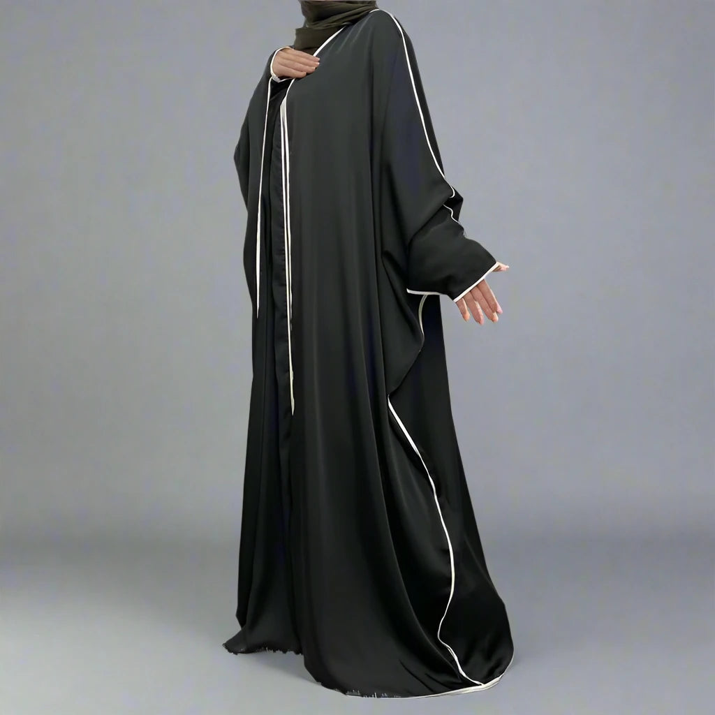 Cardigan en satin à manches chauve-souris, robe ouverte Farasha Abaya pour femmes musulmanes