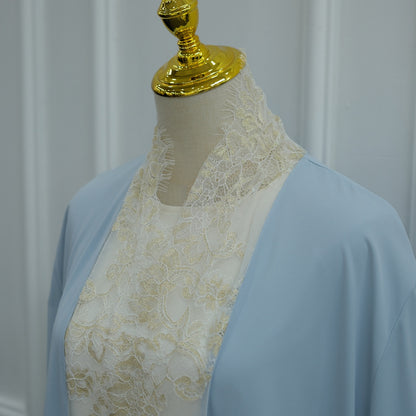 Muslim Women Nida Lace Cardigan Open Abaya Dress #261311