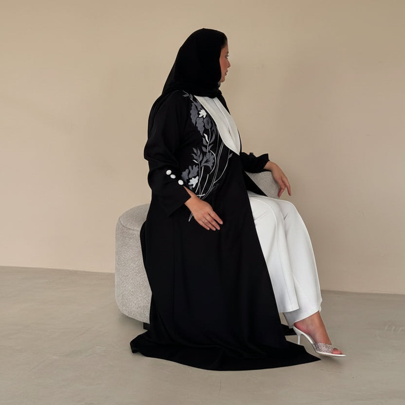 Muslim Women Embroidery Open Abaya Dress #26256