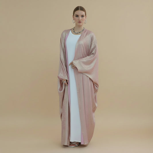 Bronzing Muslim Women Cardigan Open Abaya Dress