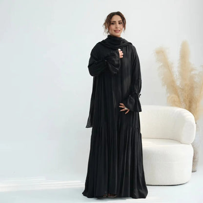 Muslim Women Open Abaya Dress With Lining And Matching Hijab #251139