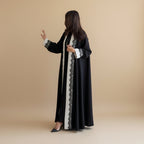 Lace Open Abaya Dress - Black - For Muslim Women - #26M266