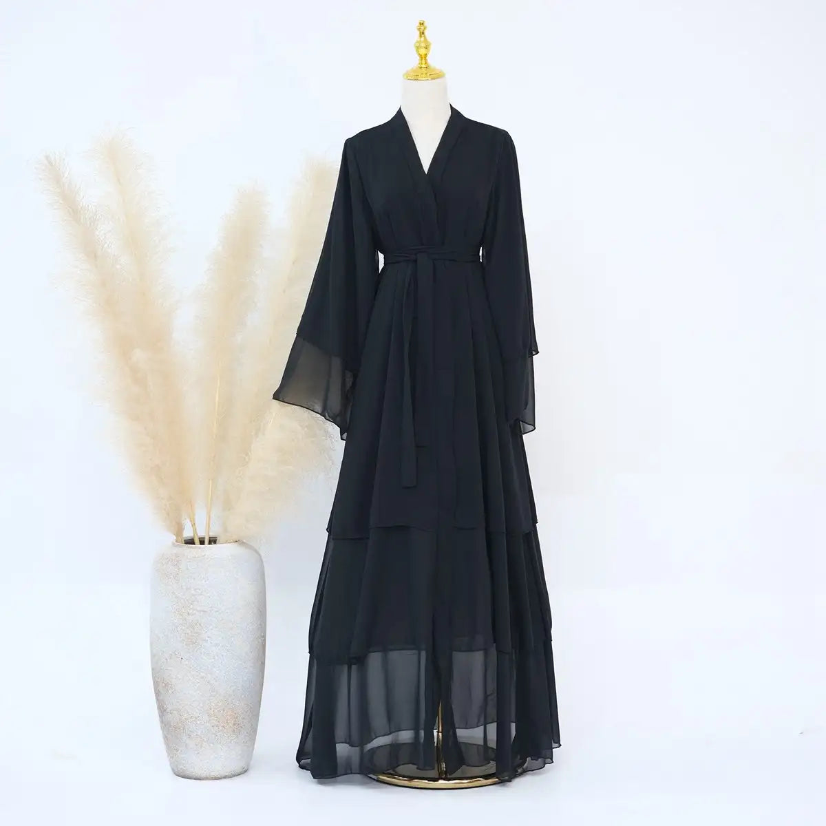 Robe Abaya ouverte en mousseline de soie assortie pour mère et fille musulmane