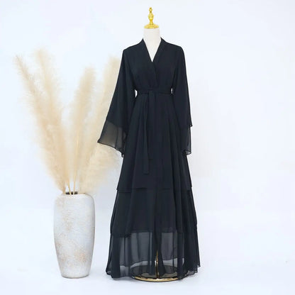 Robe Abaya ouverte en mousseline de soie assortie pour mère et fille musulmane