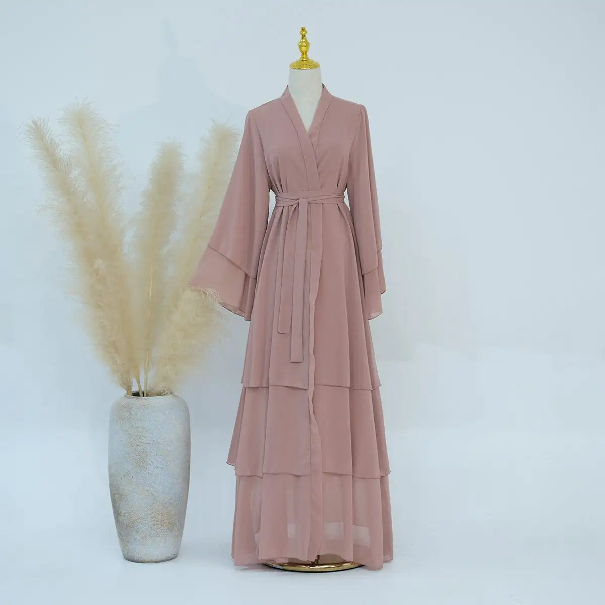 Robe Abaya ouverte en mousseline de soie assortie pour mère et fille musulmane