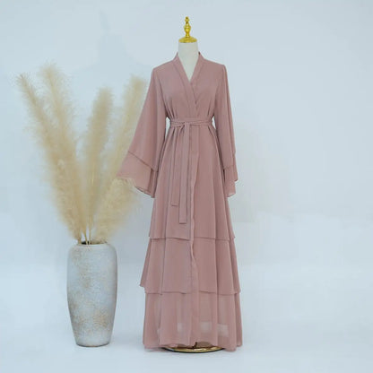 Robe Abaya ouverte en mousseline de soie assortie pour mère et fille musulmane
