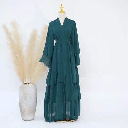Robe Abaya ouverte en mousseline de soie assortie pour mère et fille musulmane