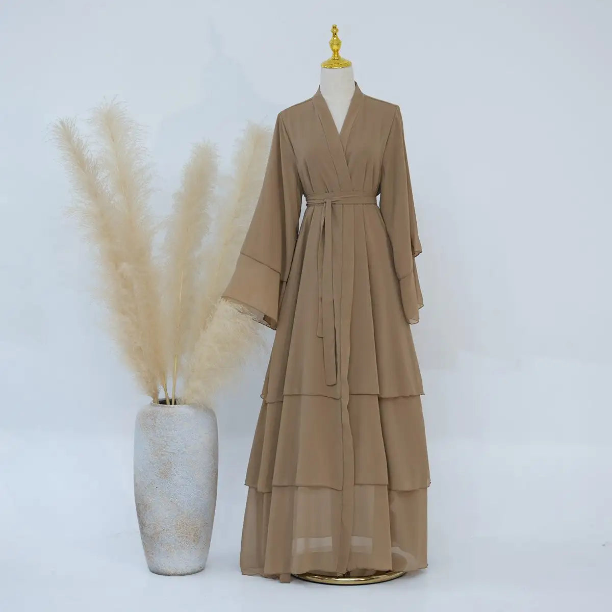 Robe Abaya ouverte en mousseline de soie assortie pour mère et fille musulmane