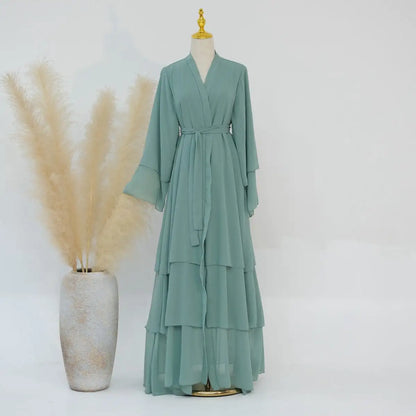 Robe Abaya ouverte en mousseline de soie assortie pour mère et fille musulmane