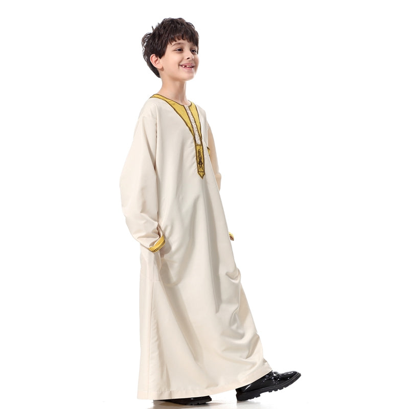 Thobe Thawb brodé arabe pour garçon musulman
