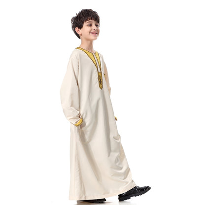 Thobe Thawb brodé arabe pour garçon musulman