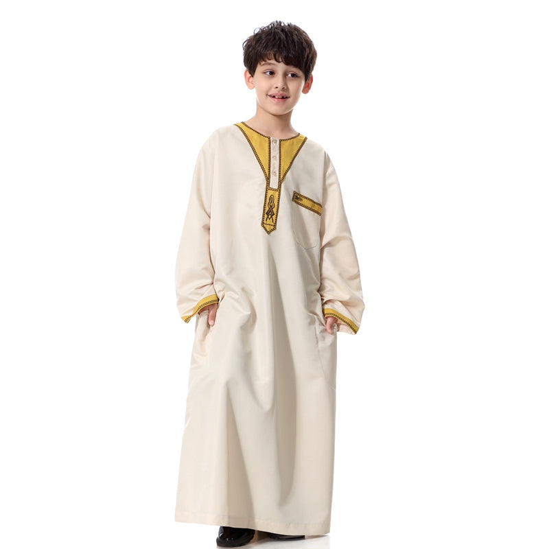 Thobe Thawb brodé arabe pour garçon musulman