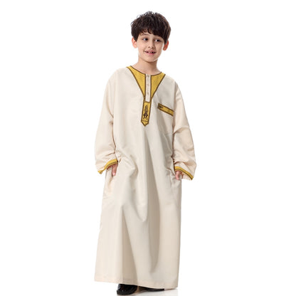 Thobe Thawb brodé arabe pour garçon musulman