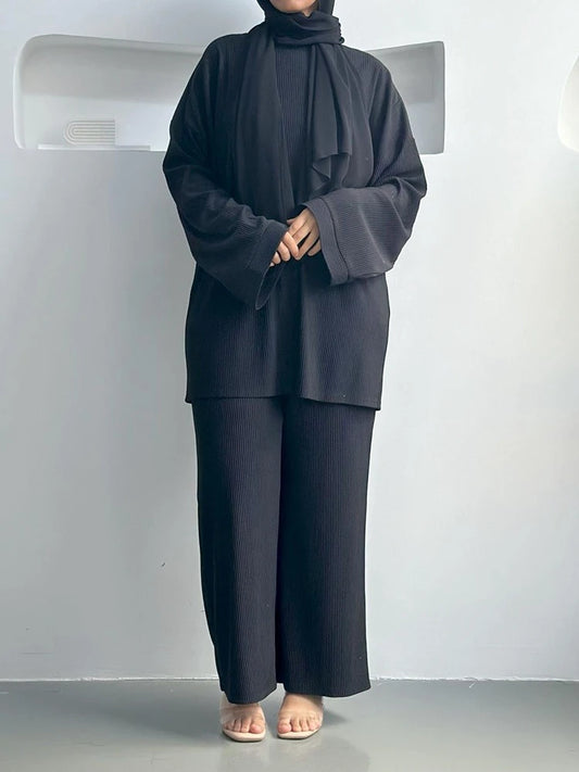 Ensemble 2 pièces haut et pantalon en velours côtelé pour femme musulmane