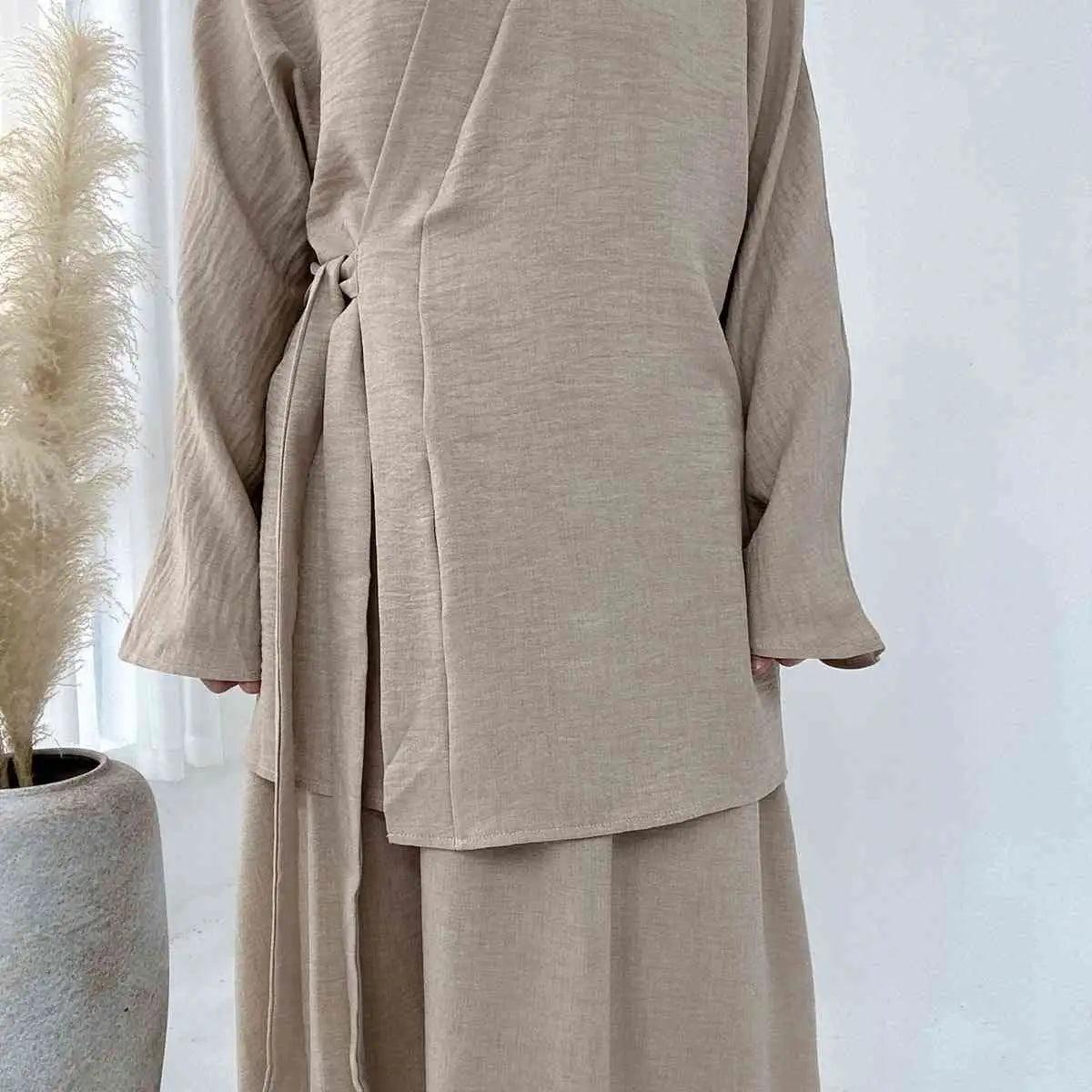 Ensemble 2 pièces jupe froissée pour femmes musulmanes avec haut et jupe