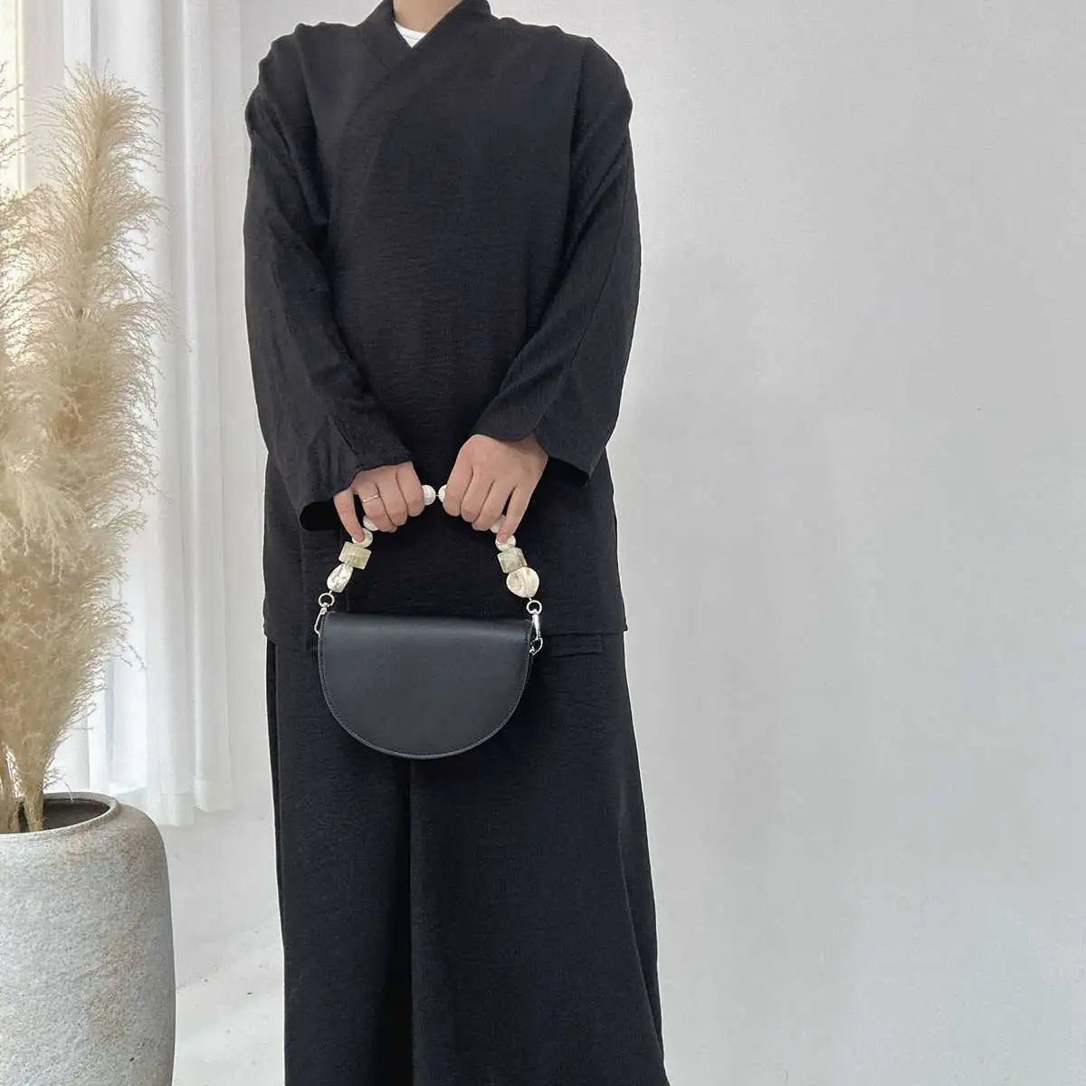 Ensemble 2 pièces jupe froissée pour femmes musulmanes avec haut et jupe