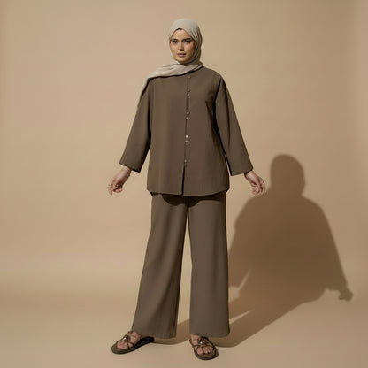 Daily Wear Muslim Women 2 Pieces Set Tops And Pants Suit Set #251312