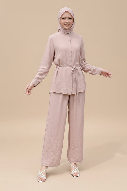 Muslim Women Daily Wear 2 Pieces Tops And Pants Suit Set #26386
