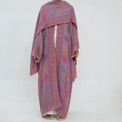 Hotfix Rhinestone Muslim Women Open Abaya With A Matching Hijab #261314