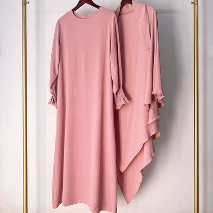 Ensemble 2 pièces Jilbab Robe de prière avec deux couches Khimar pour femmes arabes