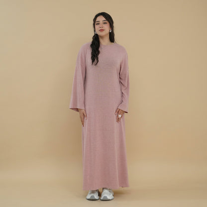 Muslim Women Winter Fall Sueded Abaya Dress With Pocket #261401