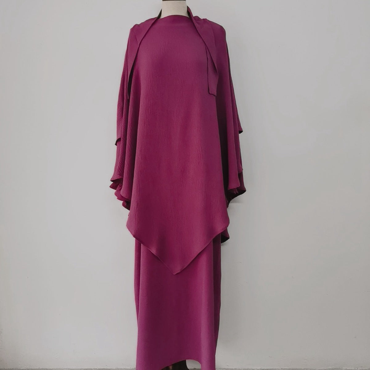 Ensemble 2 pièces Jilbab Robe de prière avec deux couches Khimar pour femmes arabes