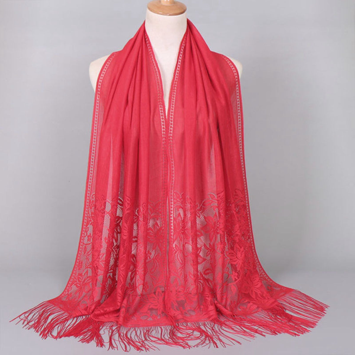 Muslim Women Lace Hollow Tassel Hijab Scarf #26VS069