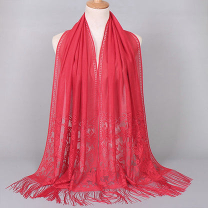 Muslim Women Lace Hollow Tassel Hijab Scarf #26VS069