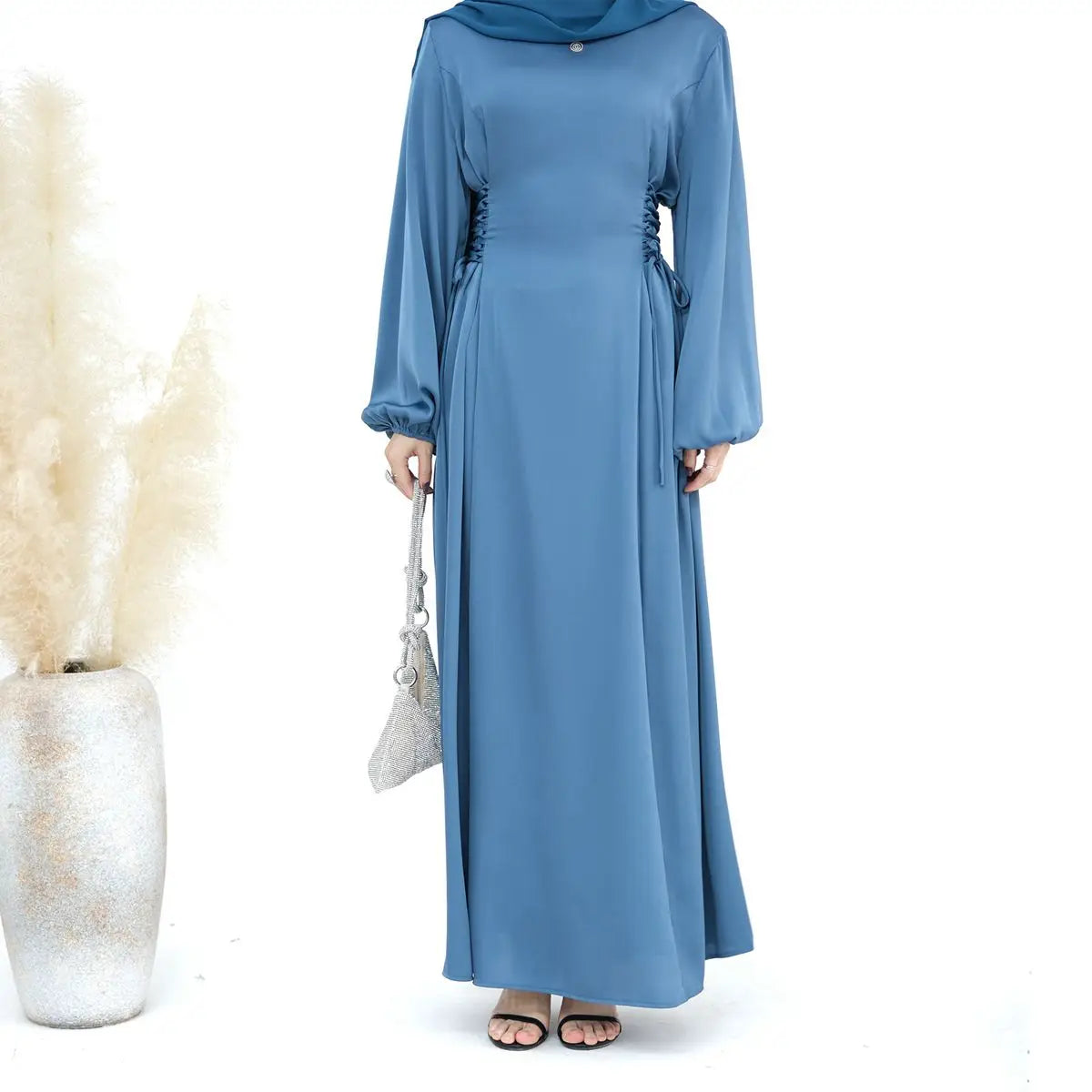 Robe Abaya en satin pour femmes musulmanes