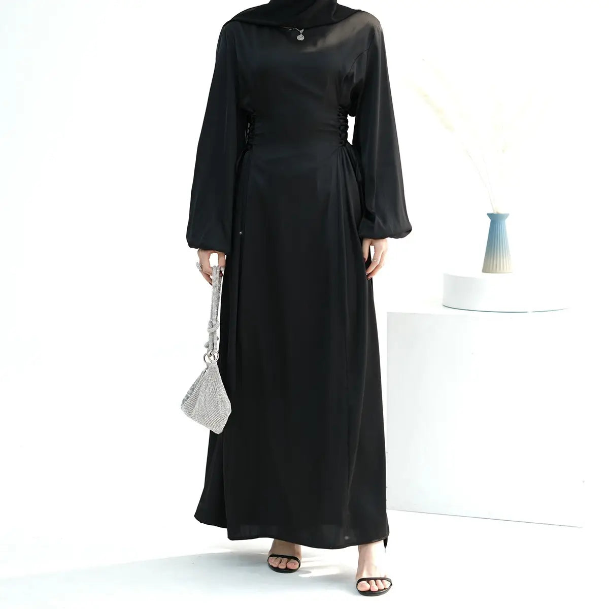 Robe Abaya en satin pour femmes musulmanes