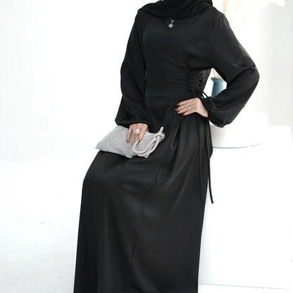 Robe Abaya en satin pour femmes musulmanes