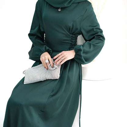Robe Abaya en satin pour femmes musulmanes