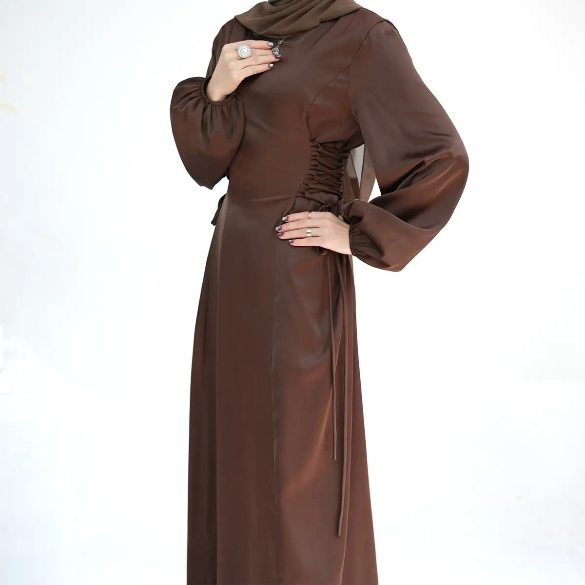 Robe Abaya en satin pour femmes musulmanes